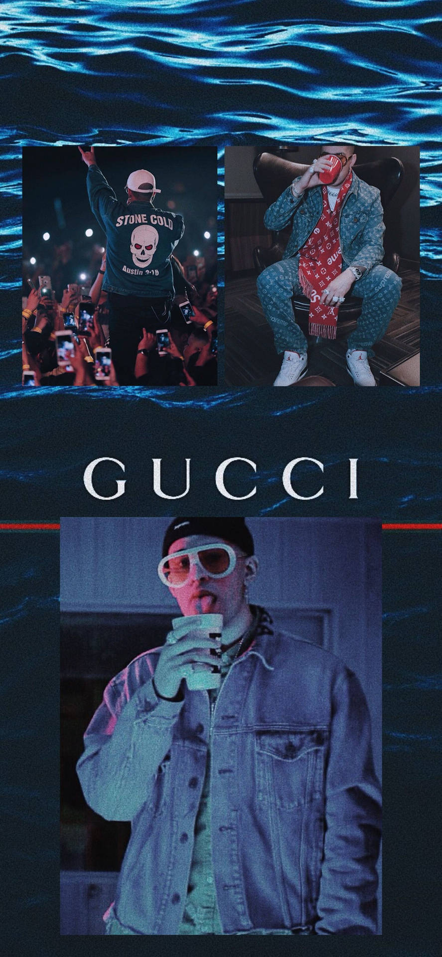 Download Bad Bunny Gucci Poster Wallpaper
