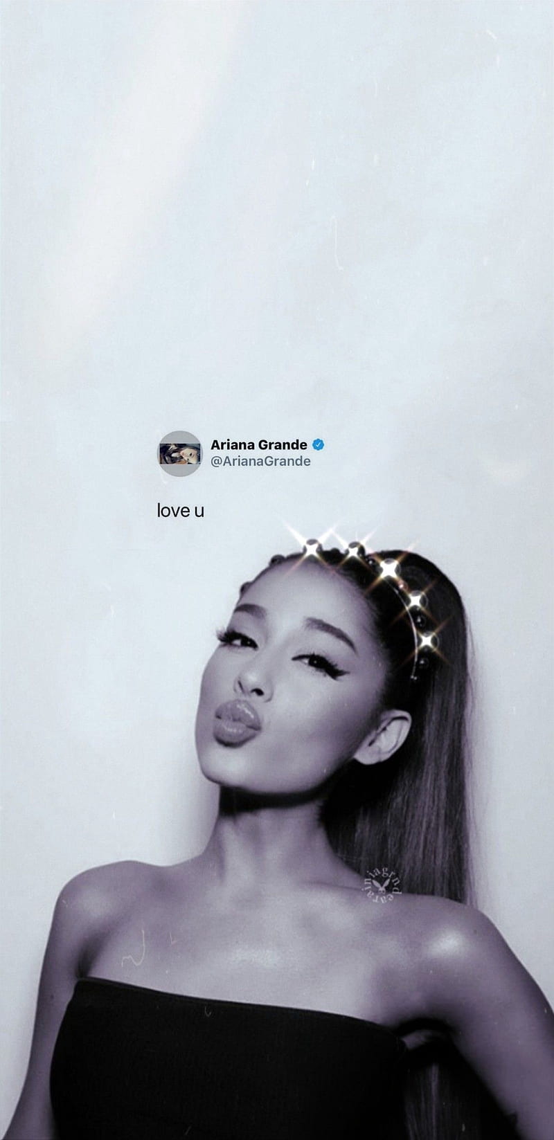 Ariana loves u, aesthetic, ariana grande, ariana quotes, arianator, black and white, HD phone wallpaper