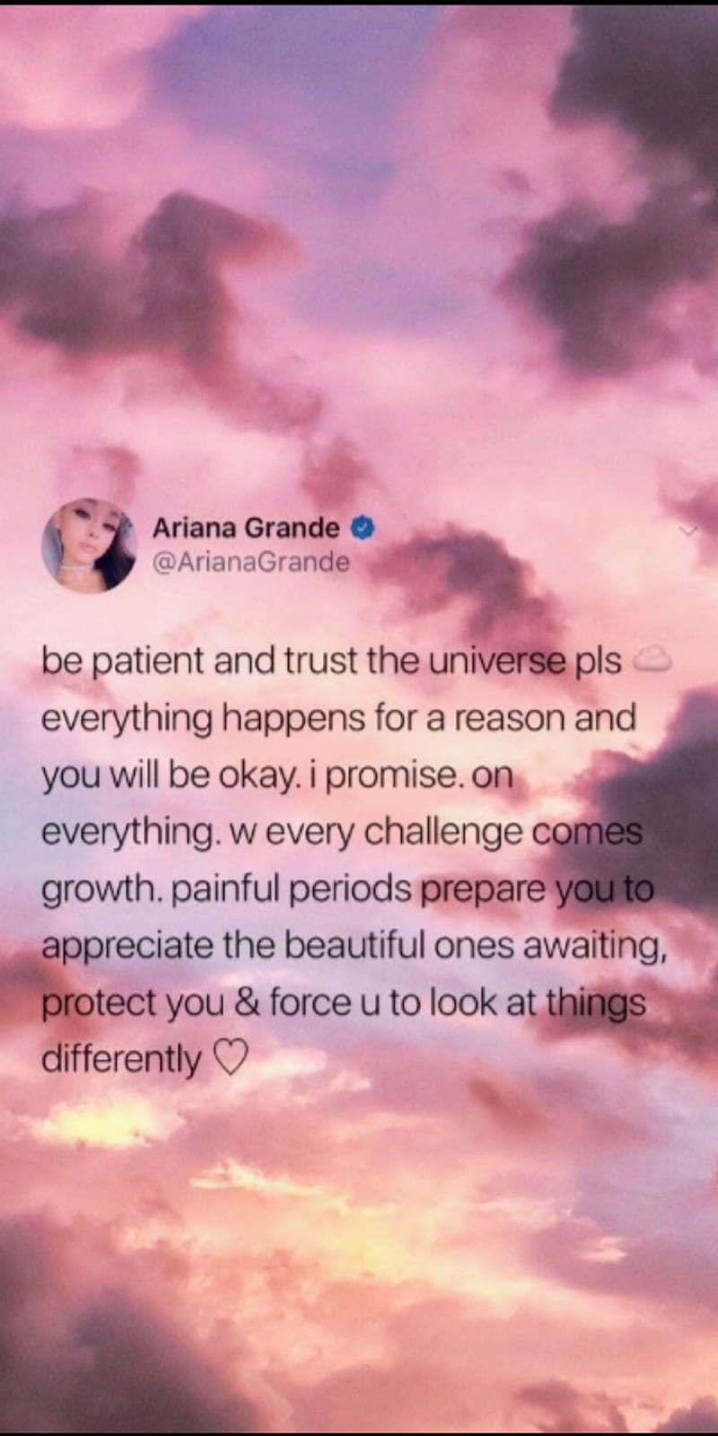 Ariana Grande, clouds, grande, love, nature, pink, quote, tears, trust, tweet, HD phone wallpaper