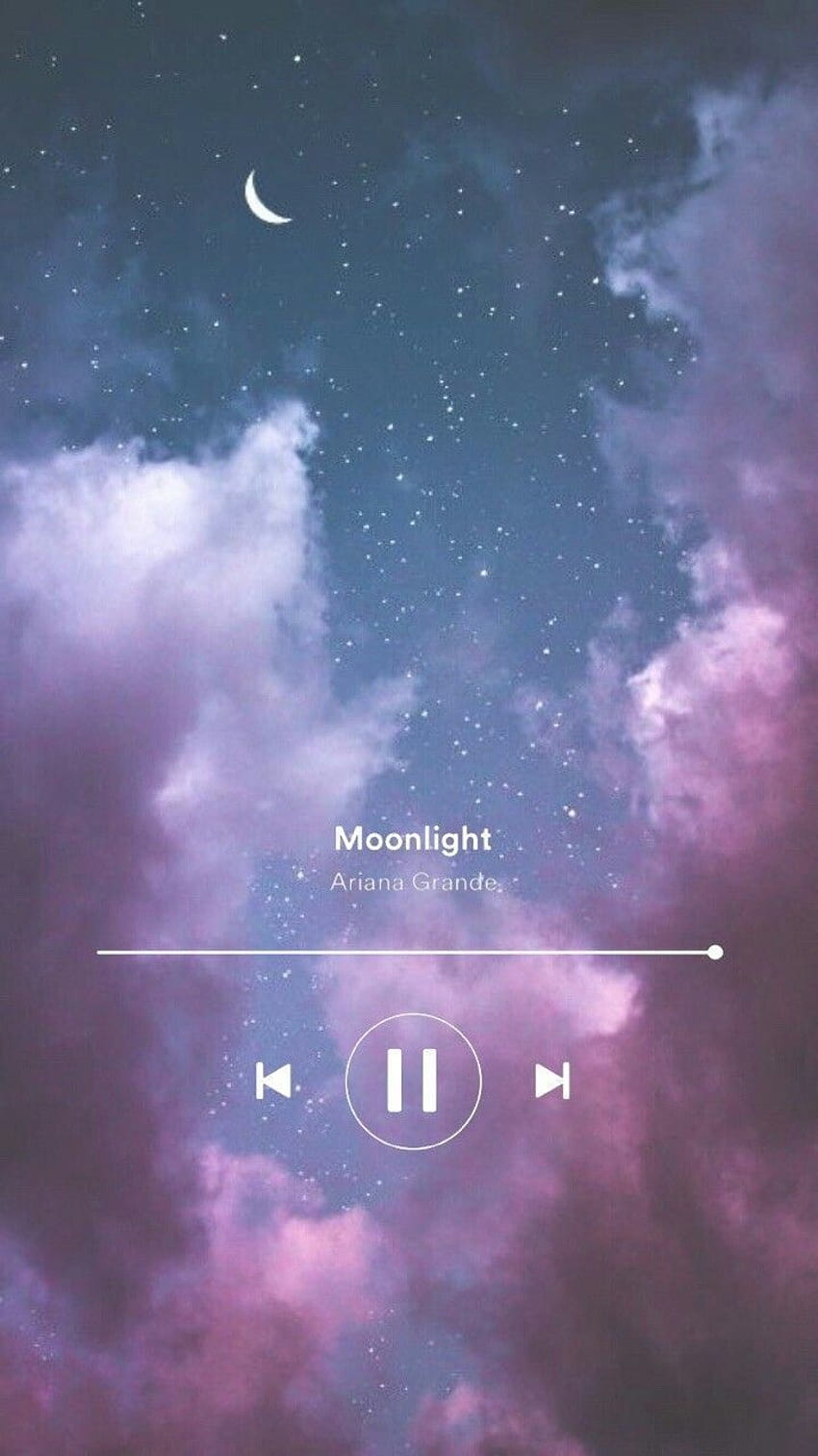 A screenshot of an app with clouds and the moon - Ariana Grande