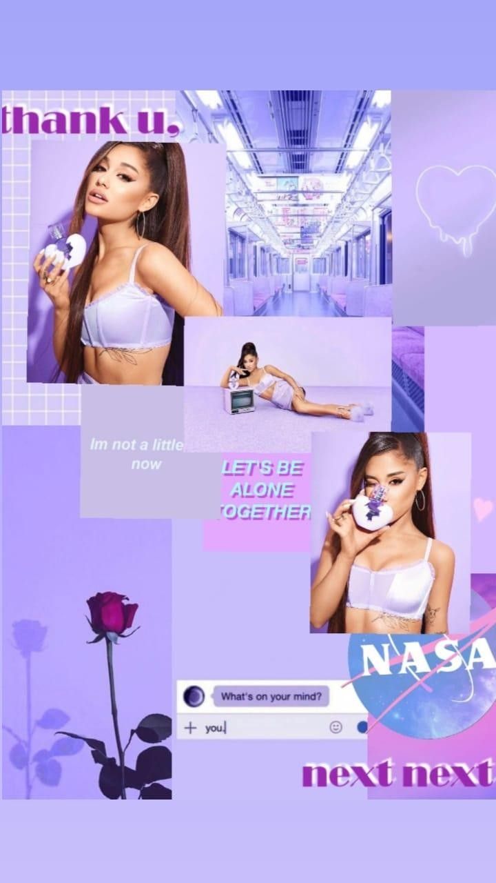 A collage of Ariana Grande with a purple aesthetic - Ariana Grande