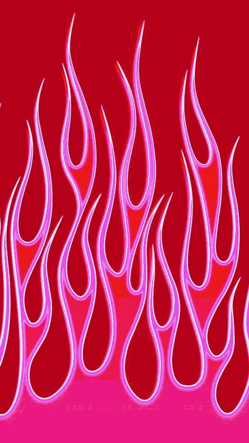 Red and pink neon flames on a red background - Fire