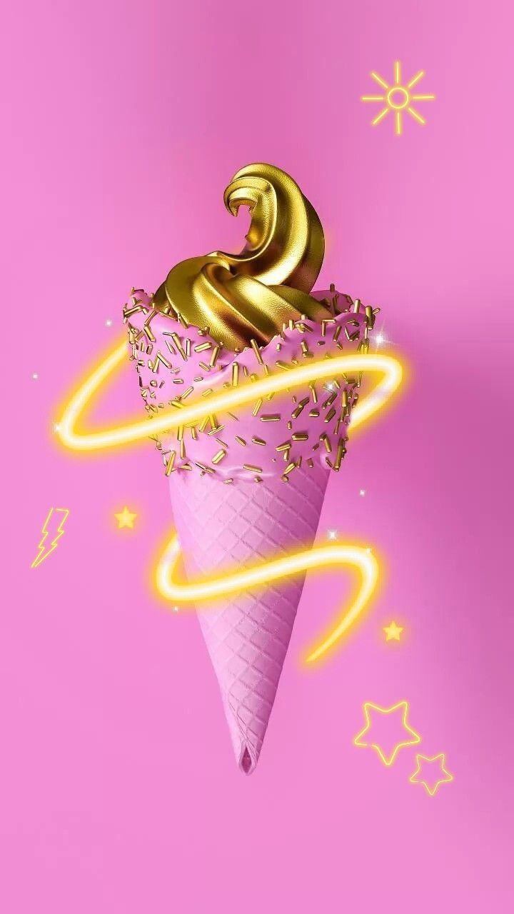 A pink cone with a golden number 2 on top - Ice cream