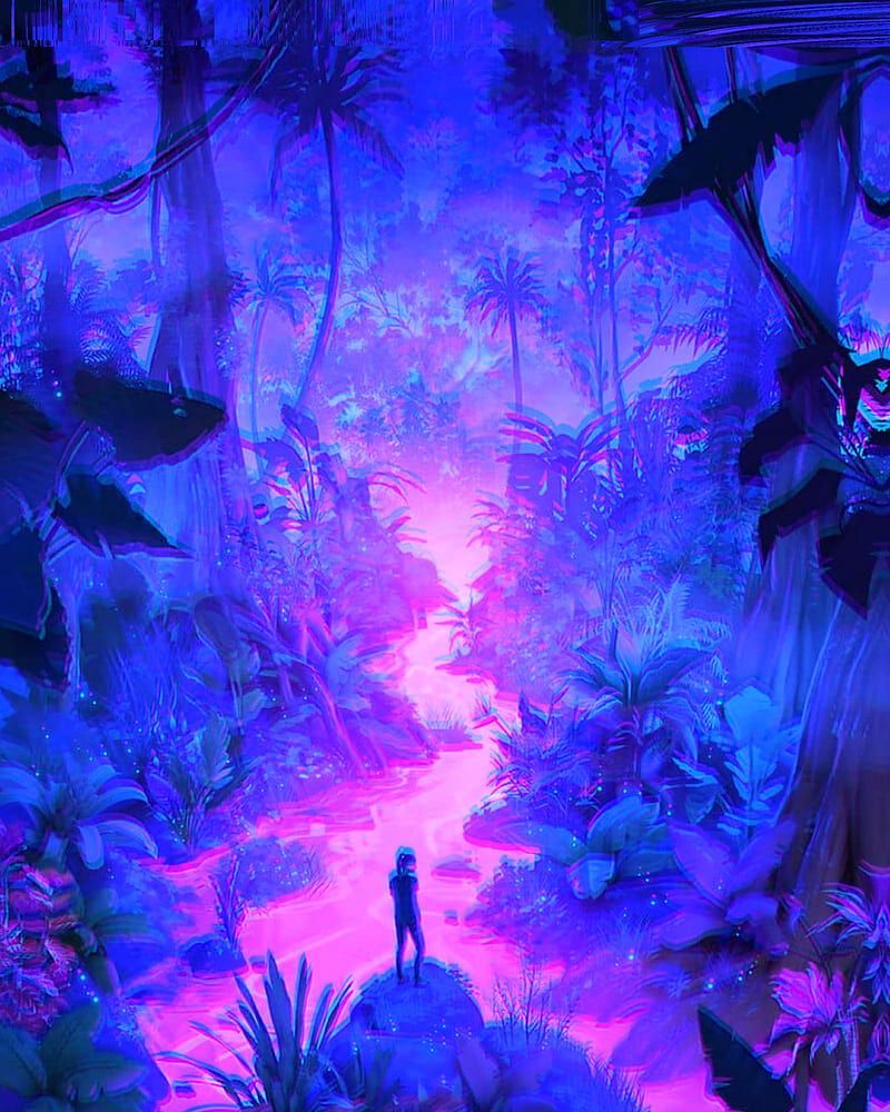 HD purple forest wallpaper