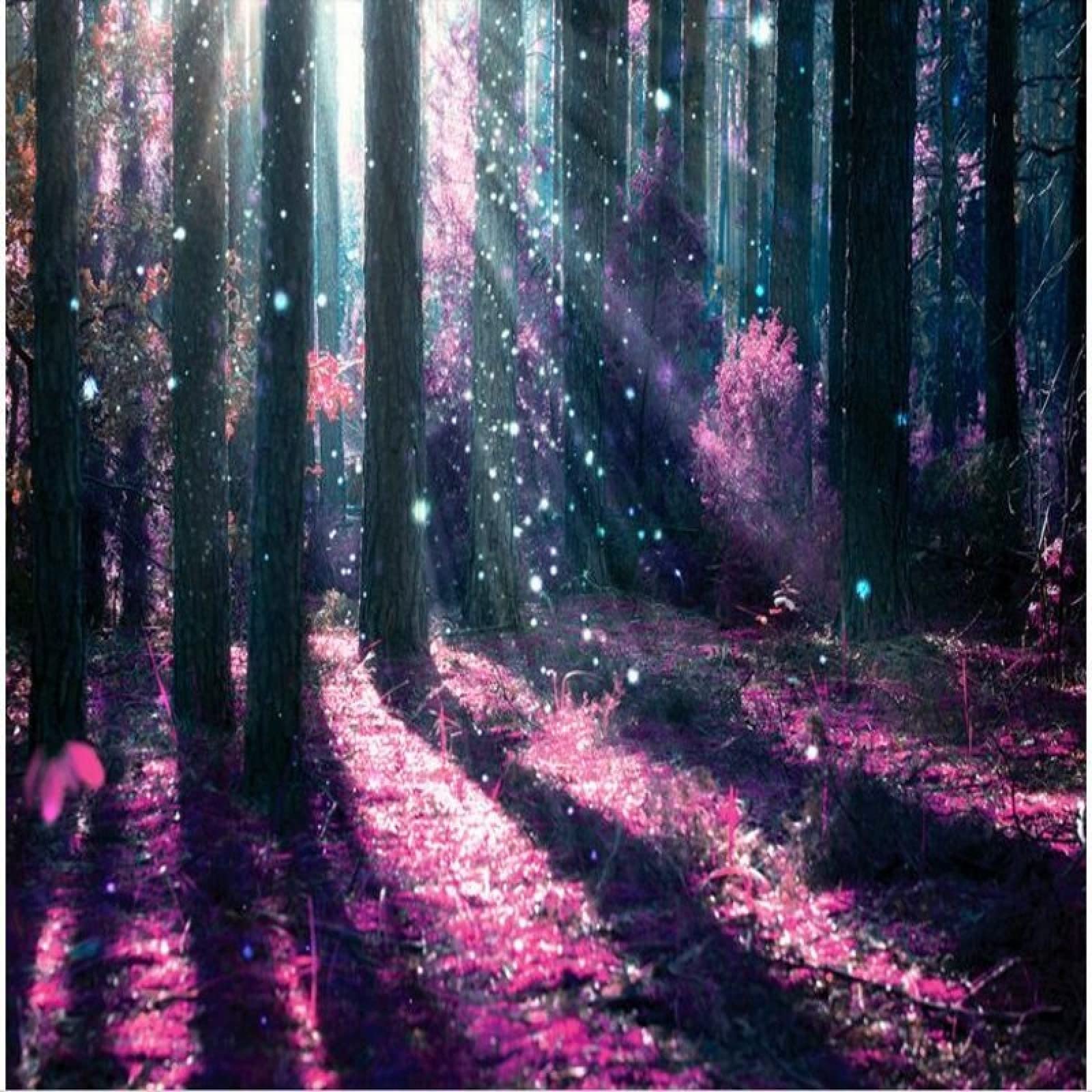 A forest with purple lights and stars - Forest