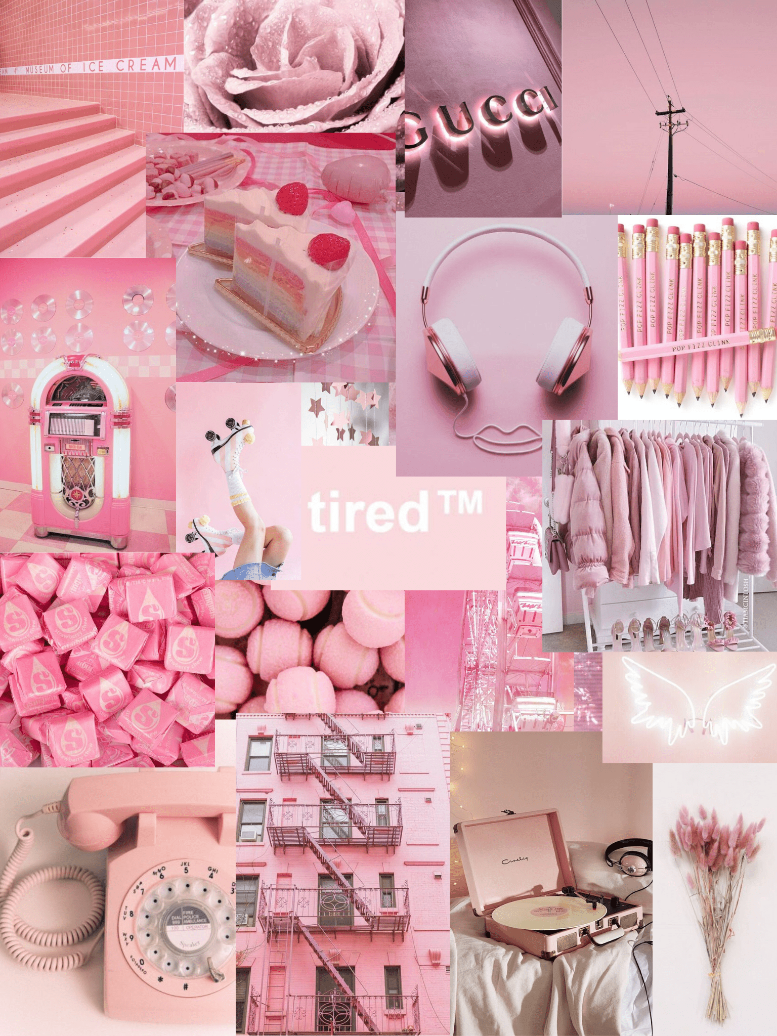 A collage of pink aesthetic images. - Pastel pink
