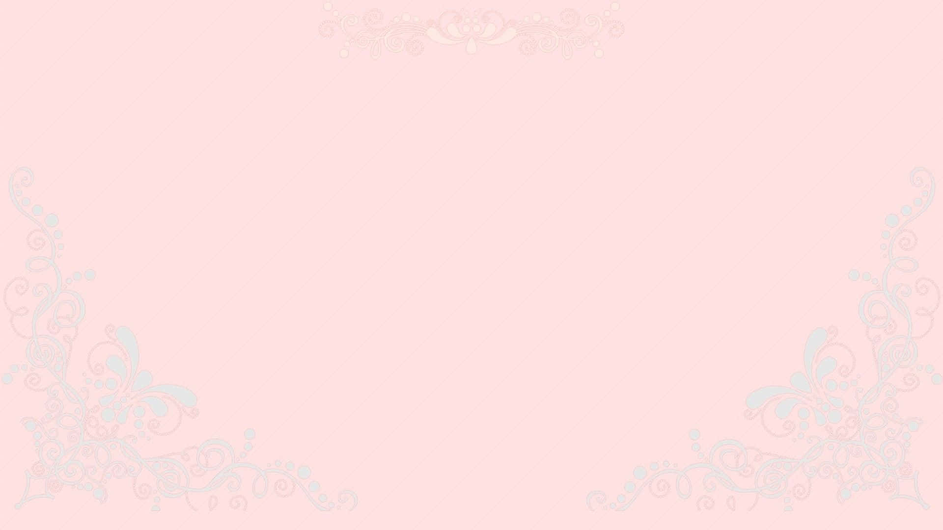 Light pink background with a white filigree corner pattern - Pastel pink