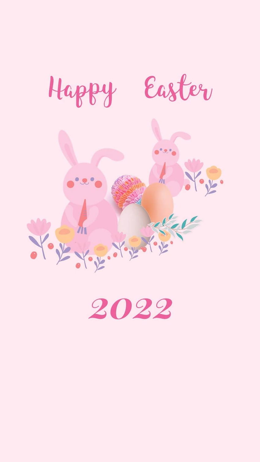 Happy easter 2019 with cute bunnies and eggs - Easter