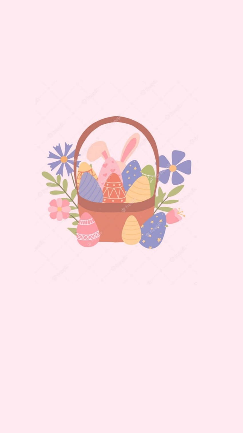 A basket of eggs and flowers - Easter