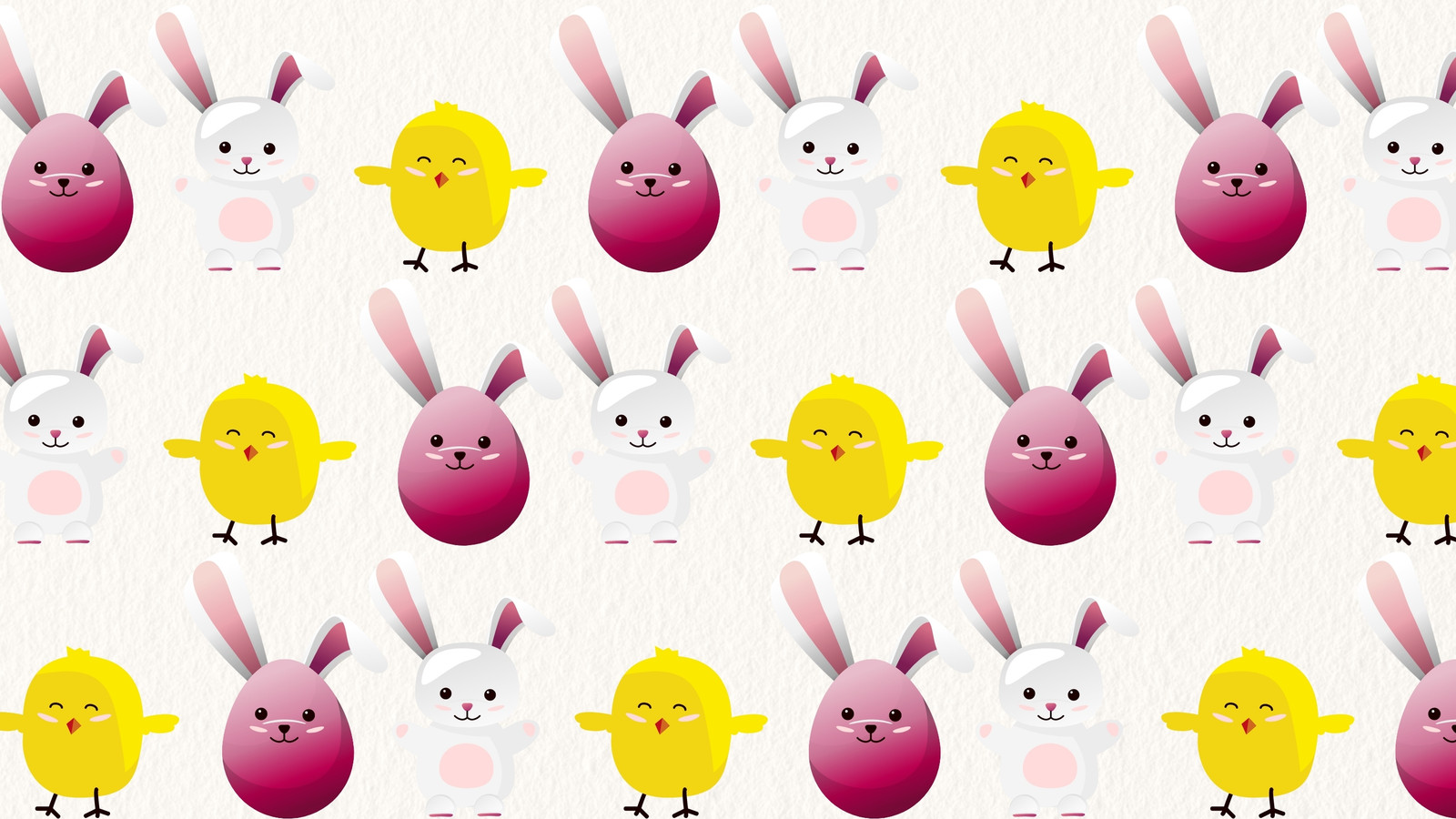 Easter wallpaper with cute bunnies and chicks - Easter
