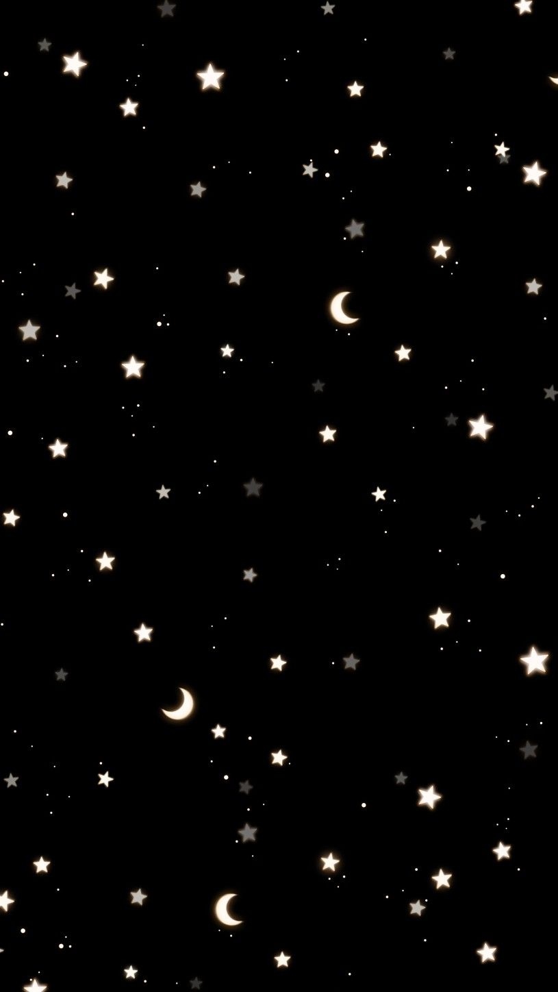 A black background with stars and the moon - Stars