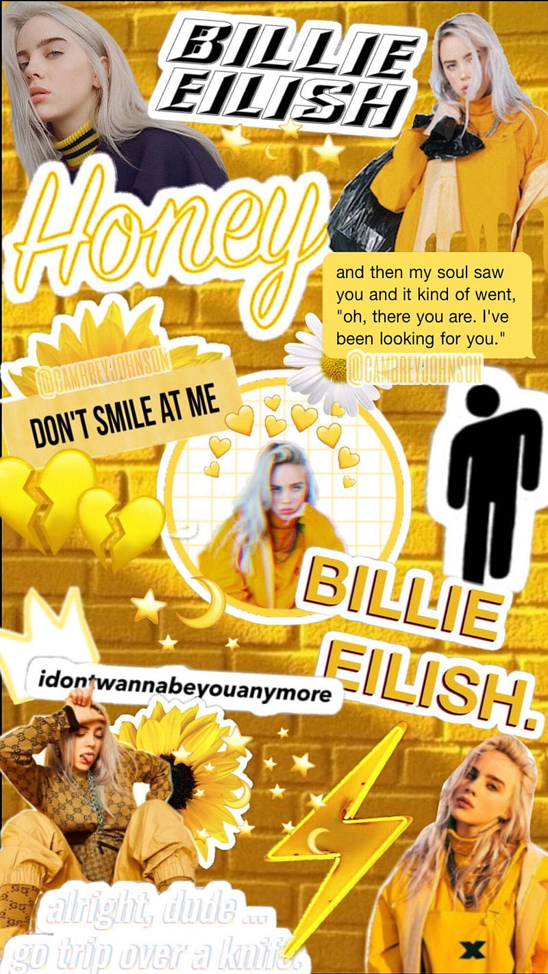 Billie Eilish, aesthetic, power, vibe, vintage, yellow, HD phone wallpaper