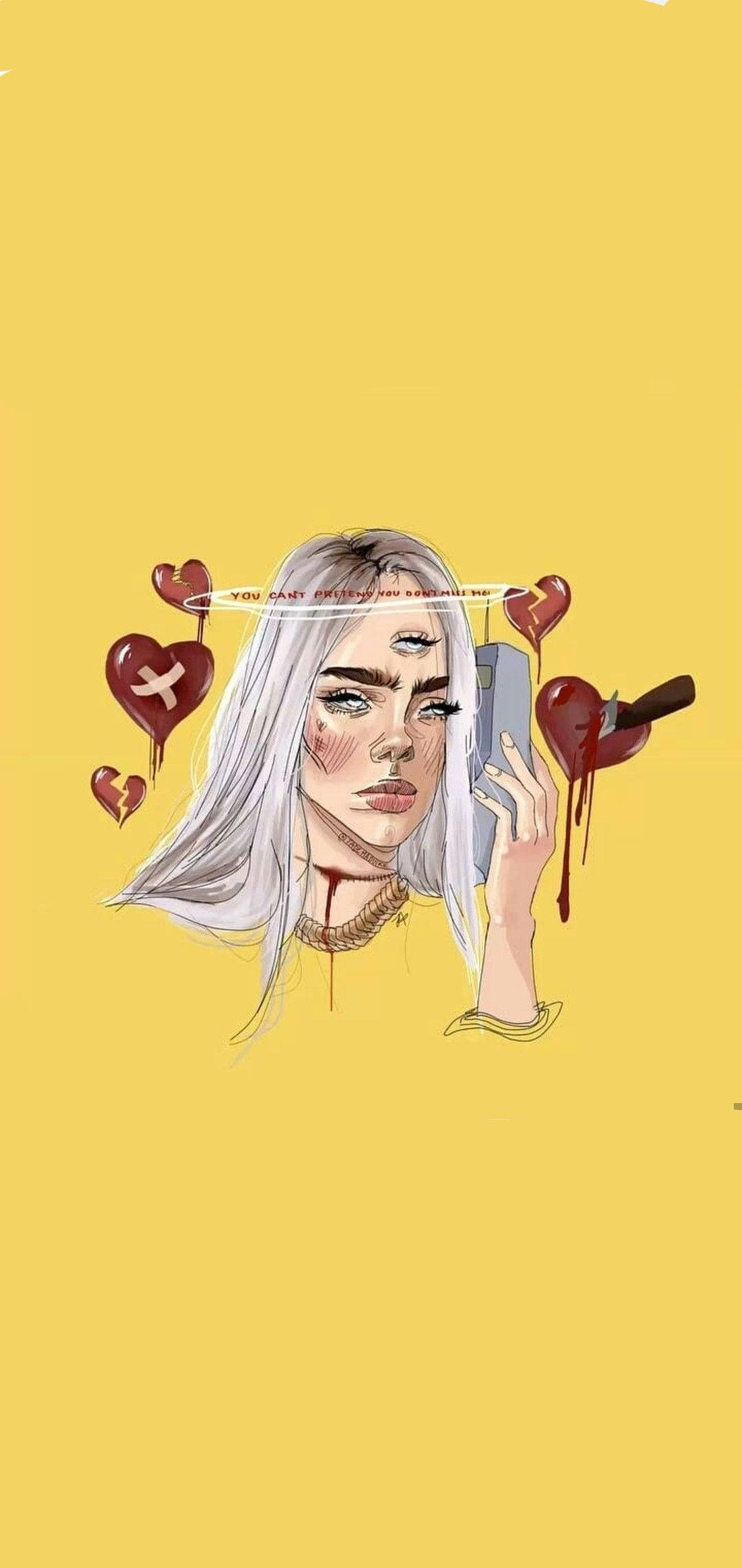 Download Aesthetic Billie Eilish Yellow Aesthetic Drawing Wallpaper