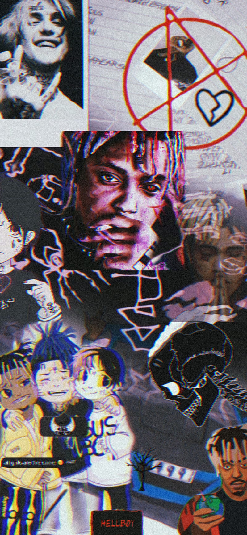 A collage of images of xxxtentacion, with a black background - XXXTentacion