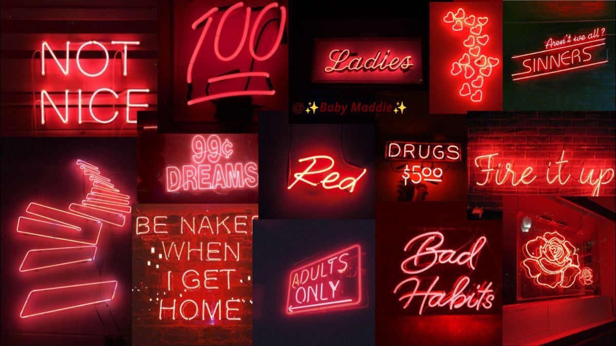 Neon Red Aesthetic Wallpaper For PC Laptop - ✨