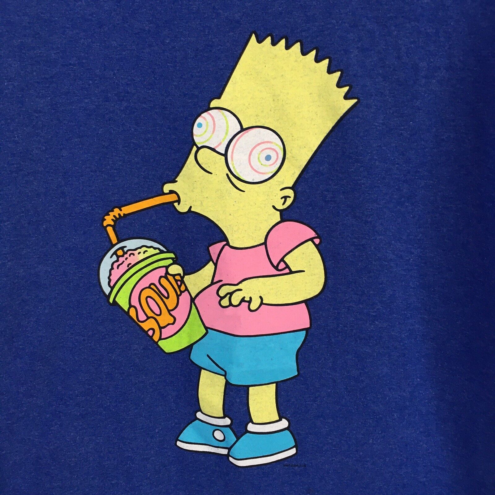 Bart Simpson Mens Large T Shirt Blue Squishy Brain Freeze Short Sleeves