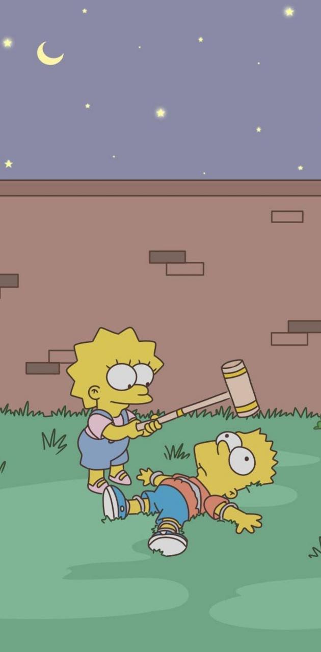 Lisa Simpson playing with her brother in the garden - The Simpsons