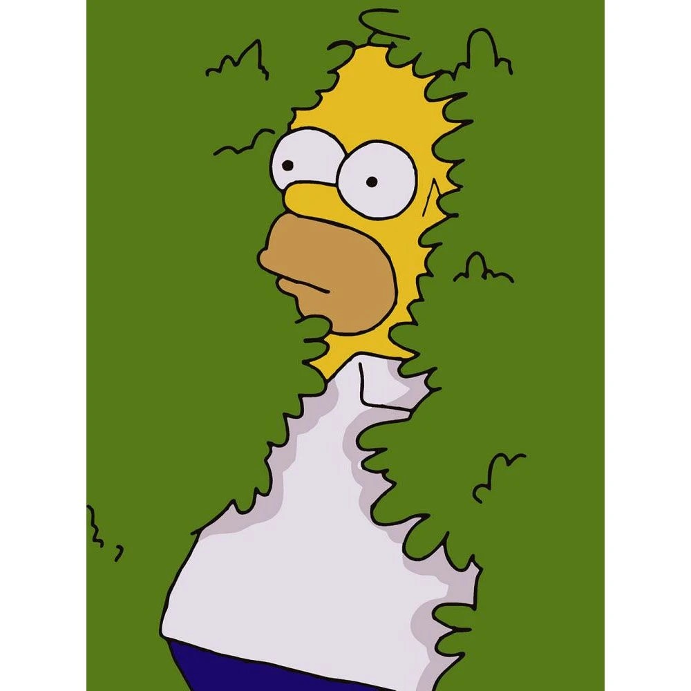 The Simpsons - Homer Simpson peeking through a tree - The Simpsons