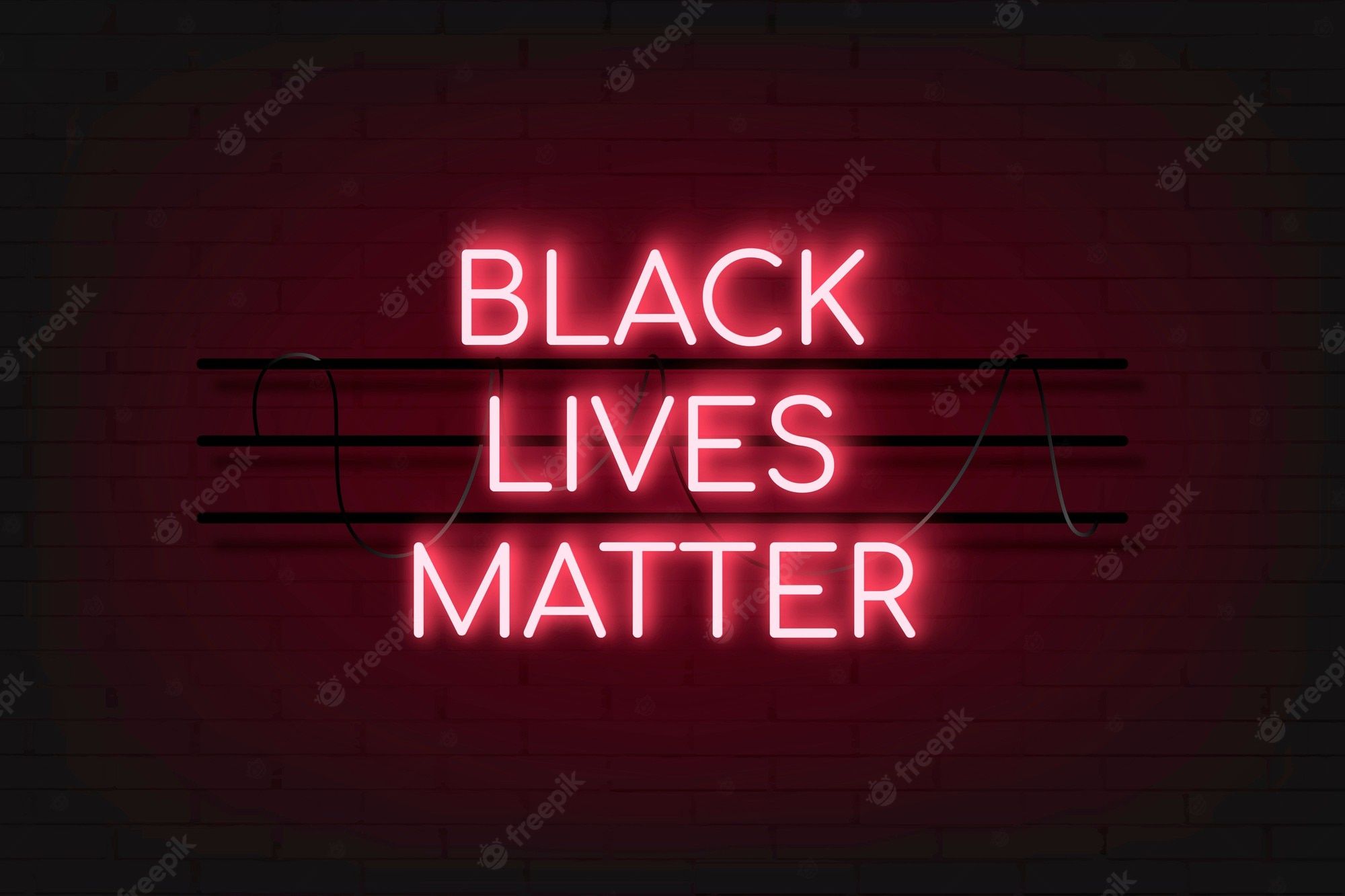 Black lives matter neon sign on a brick wall - Neon red