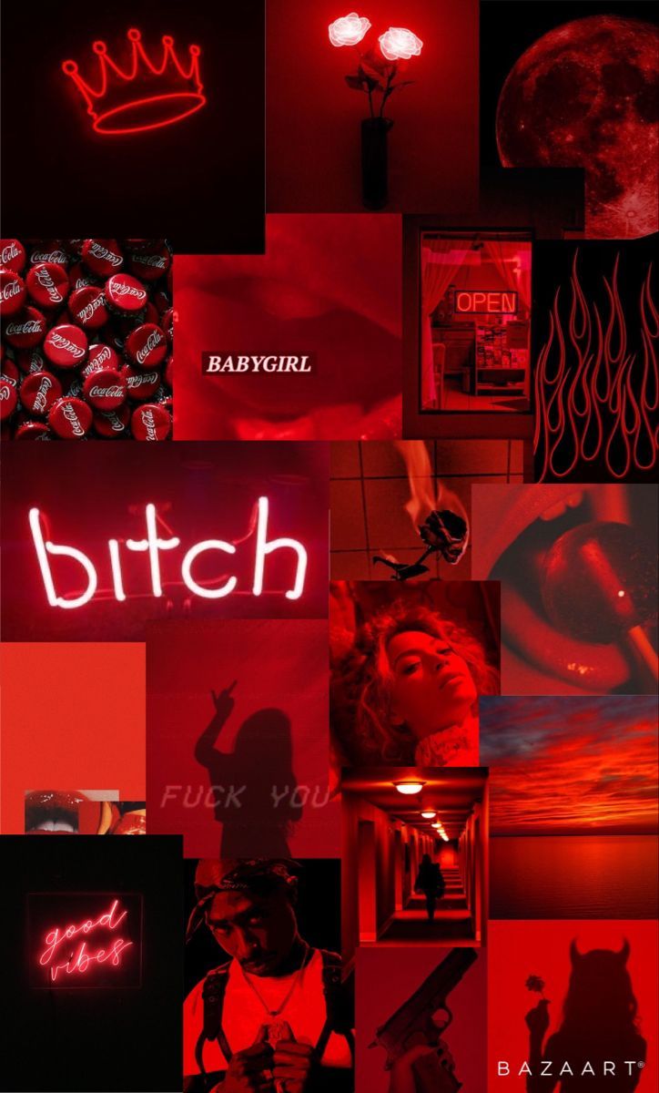 A collage of pictures with red and black - IPhone red