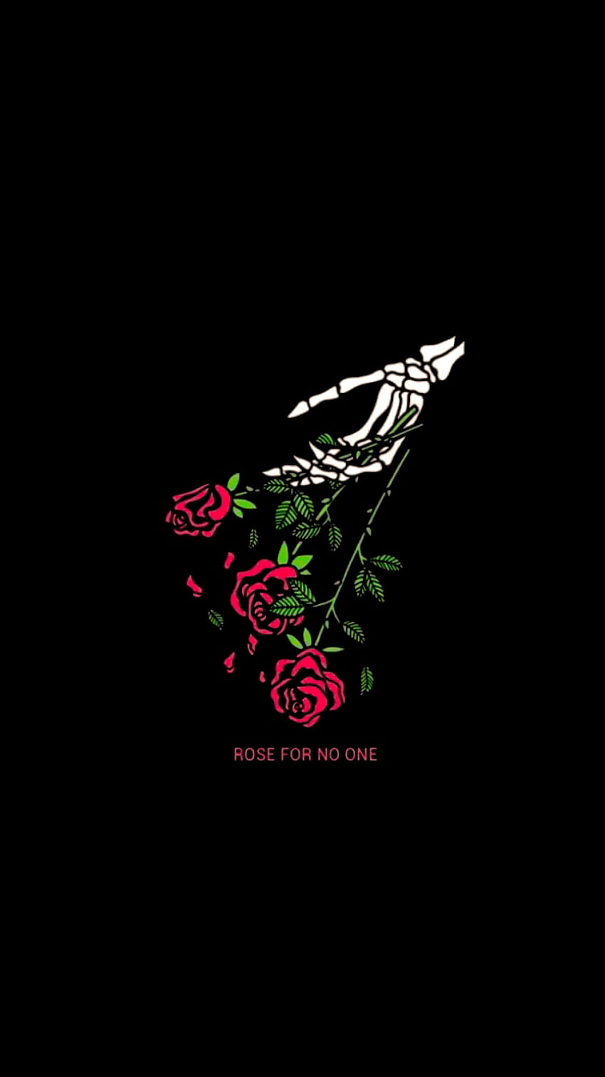 Aesthetic wallpaper phone background skeleton hand holding roses - Roses, black rose