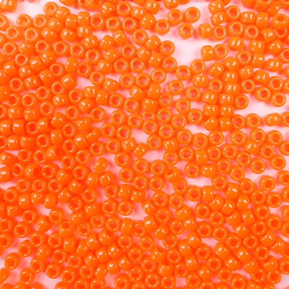 Neon Orange Plastic Craft Pony Beads 6x9mm Bulk Pack Bead Store