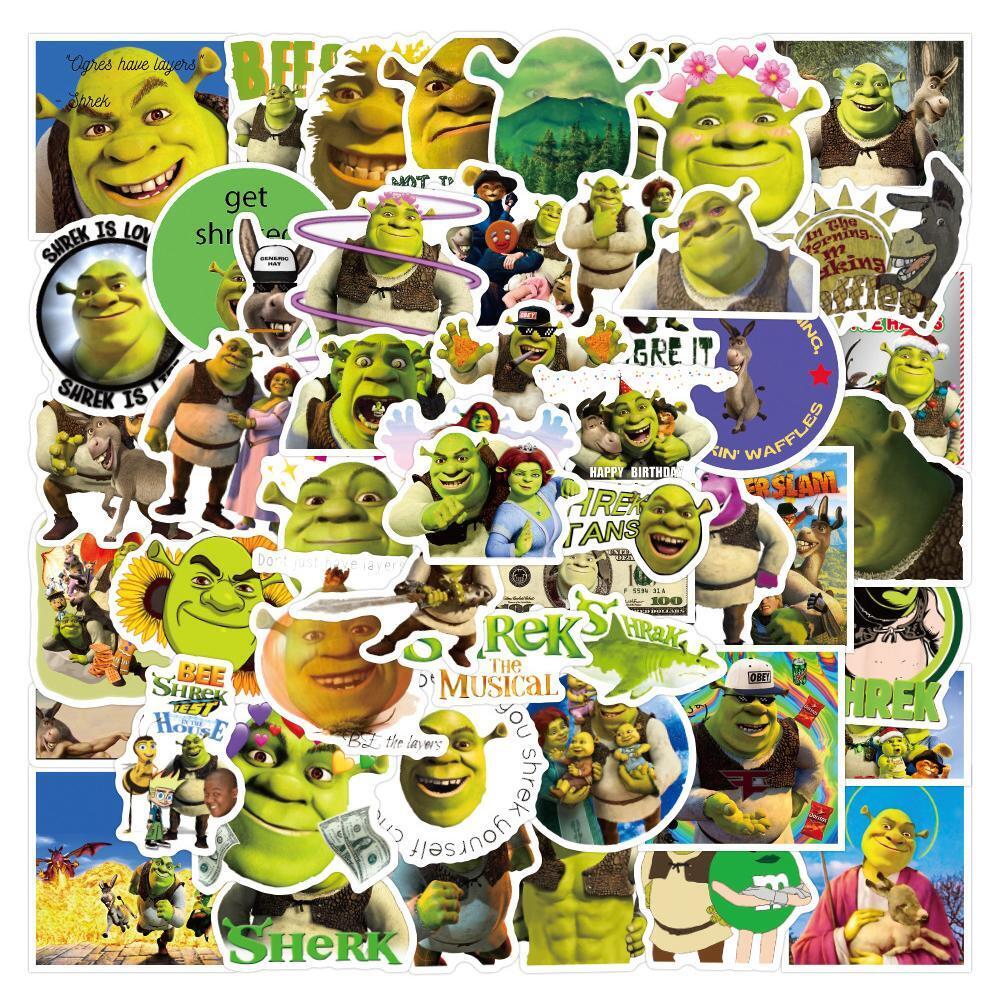 A collage of Shrek stickers on a white background - Shrek