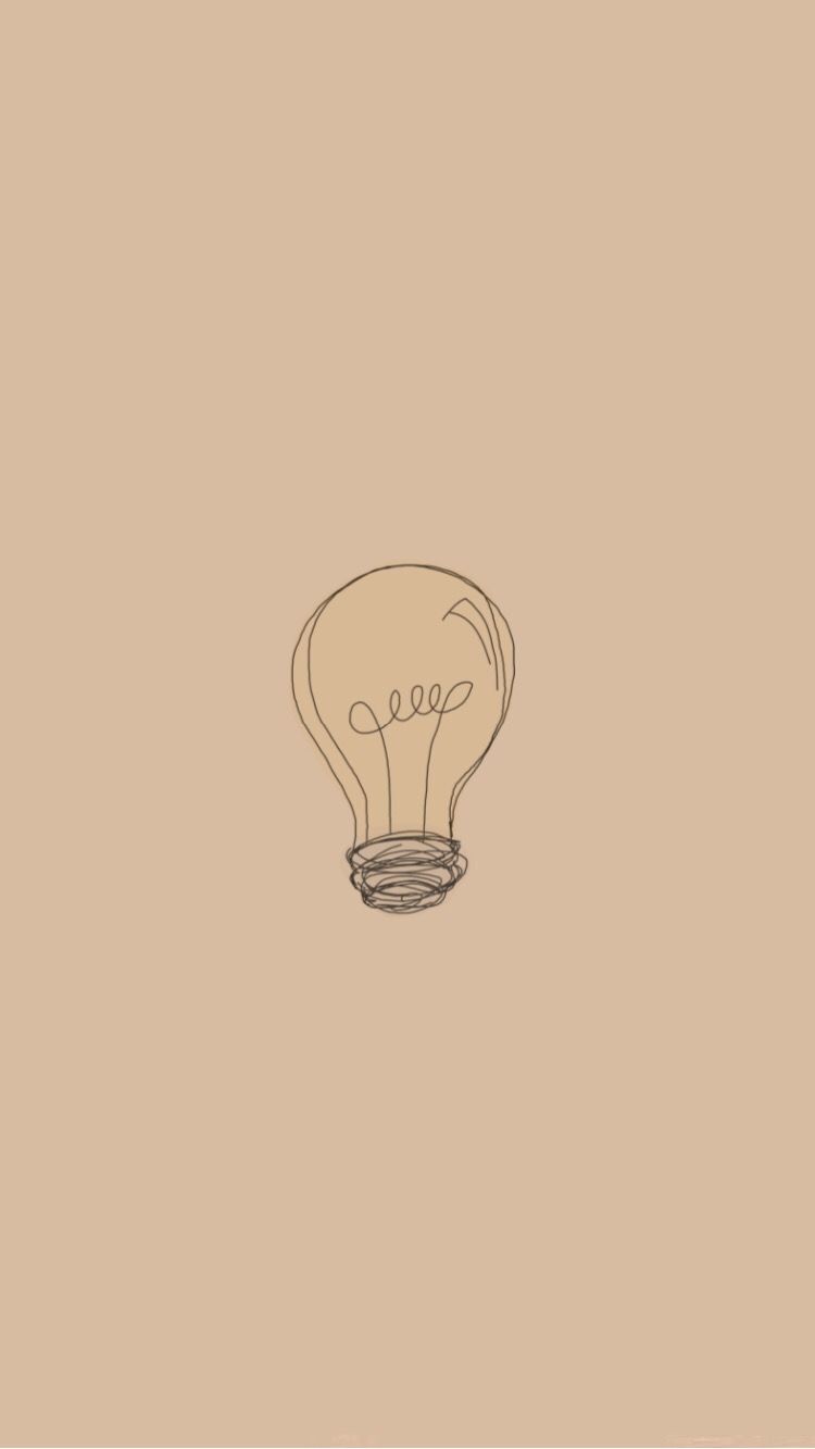 A light bulb drawn in brown on a brown background - Beige