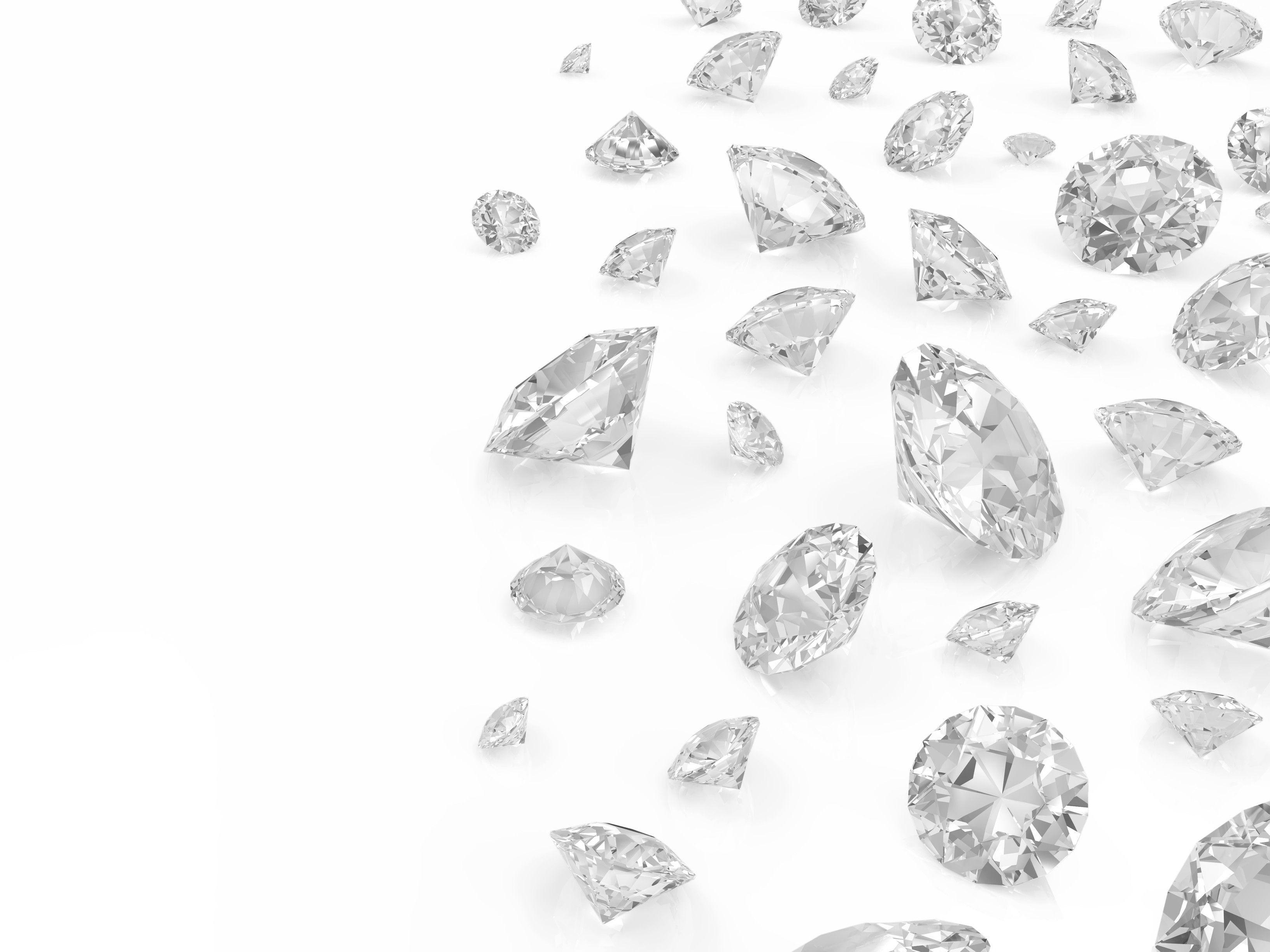 Falling diamonds on a white background - Diamond