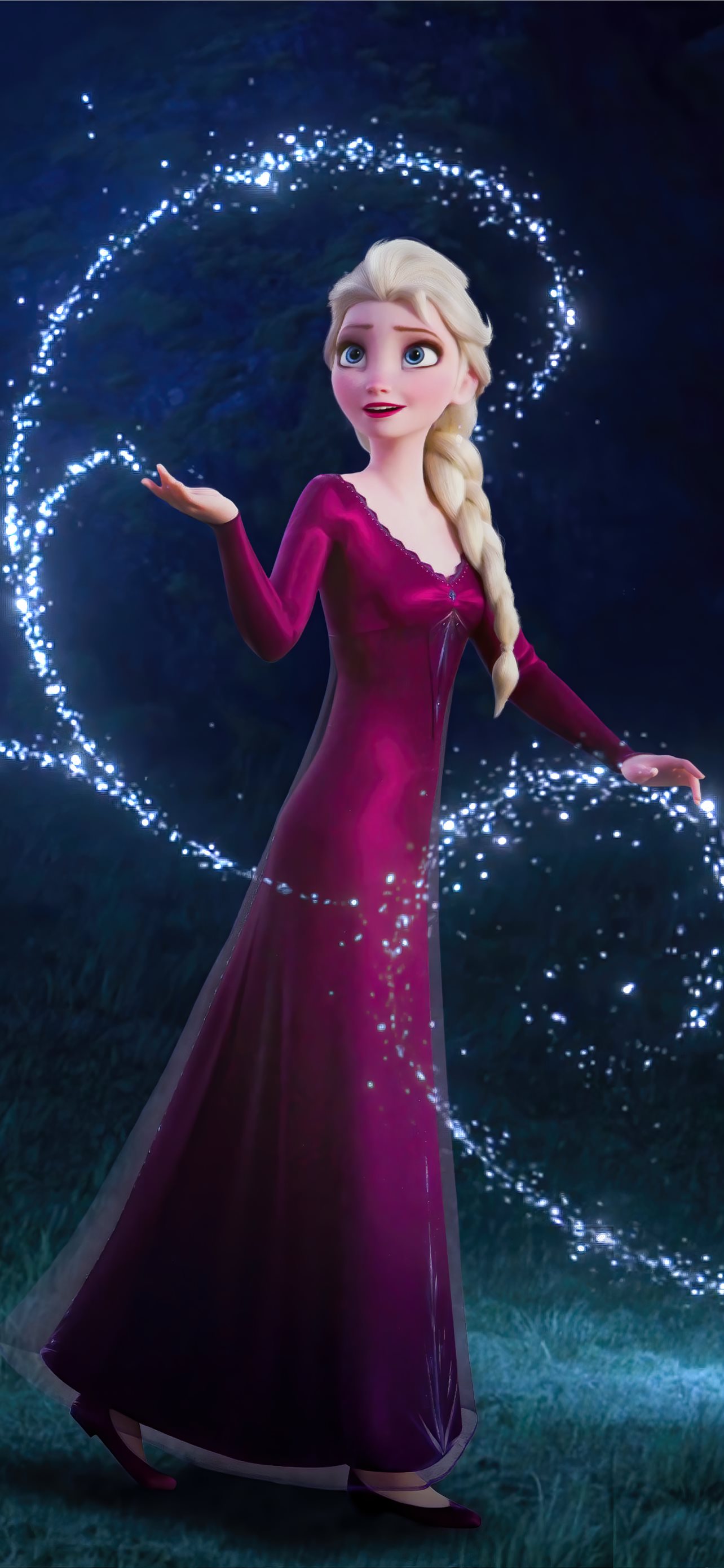 Elsa from Frozen 2 in a red dress with her powers - Elsa