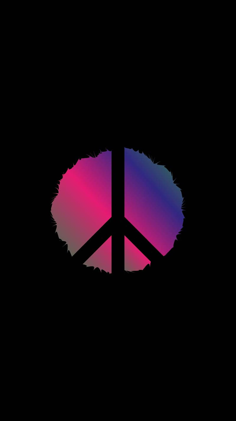 A colorful peace sign on a black background - Peace