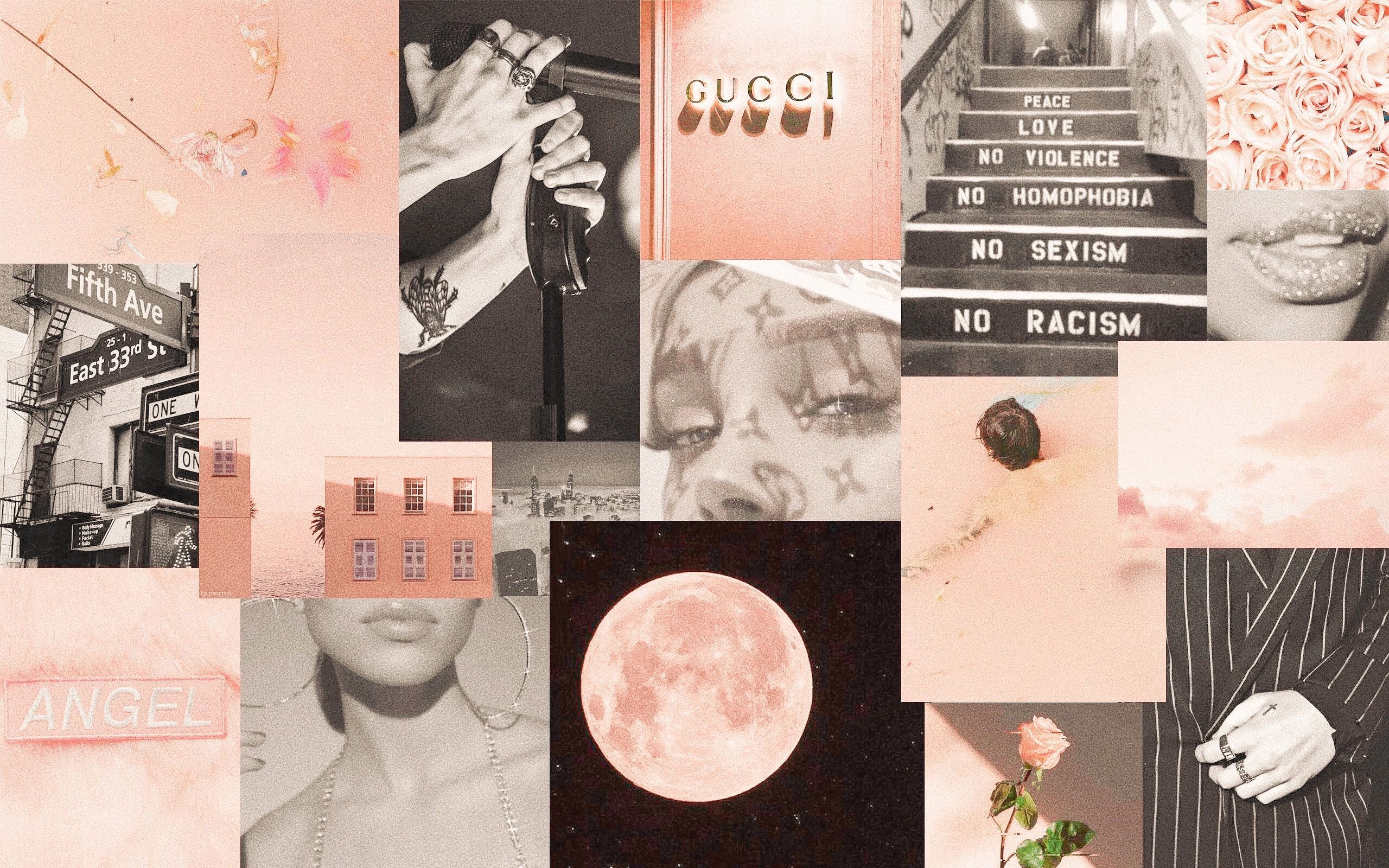 A collage of pictures with different themes - Desktop, 2560x1600, peace, iMac, angels, Gucci, Harry Styles