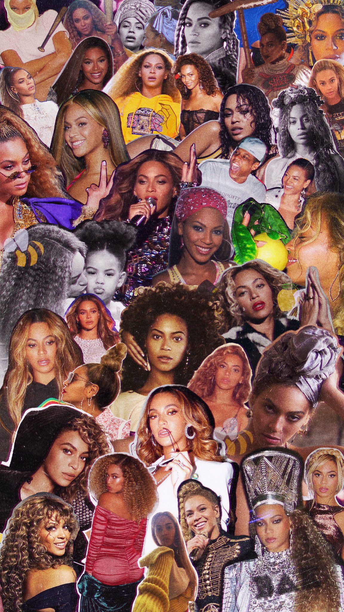 A collage of pictures with many different people - Beyonce