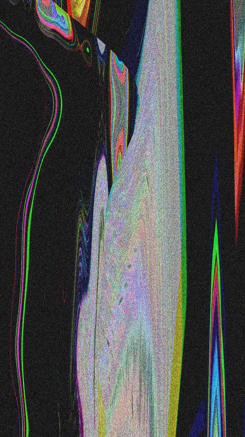 A digital image of a figure with a black background and rainbow colors. - VHS