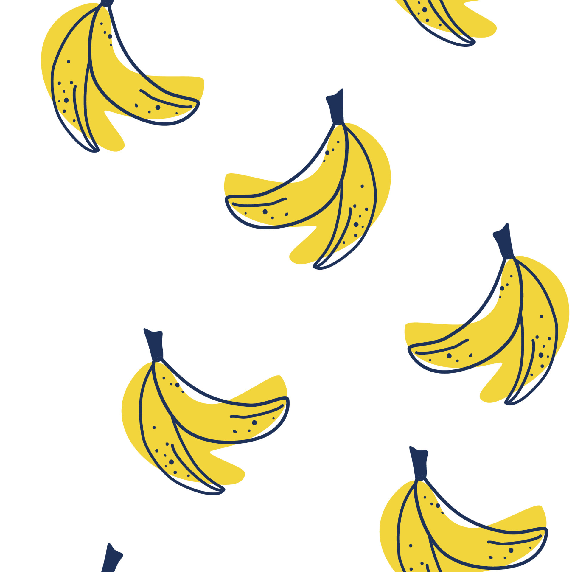 Banana seamless pattern. Sweet fruit. Contour drawing with colored spots. Food background. For menus of restaurants, shops and printing, wallpaper, textile. Vector cartoon Illustration