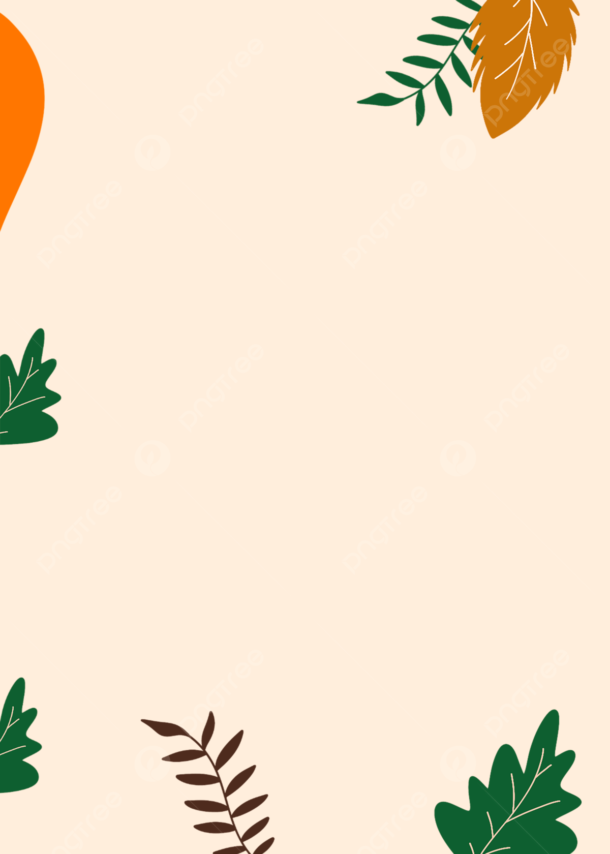 A leafy background with an orange balloon - Minimalist beige