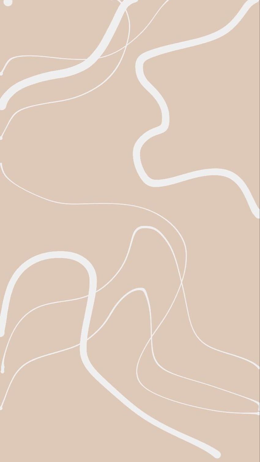 A phone background with a light brown background and white squiggly lines. - Minimalist beige, boho
