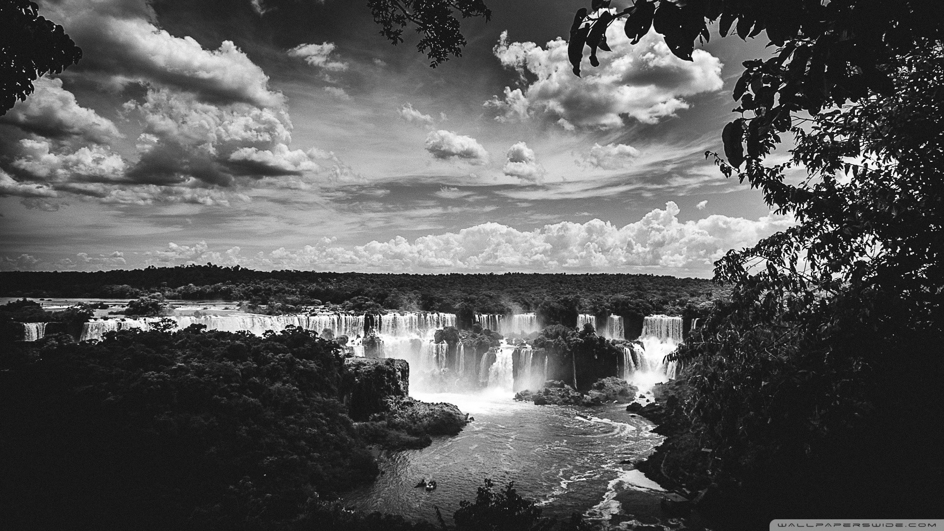Black and white photo of a waterfall - Black and white
