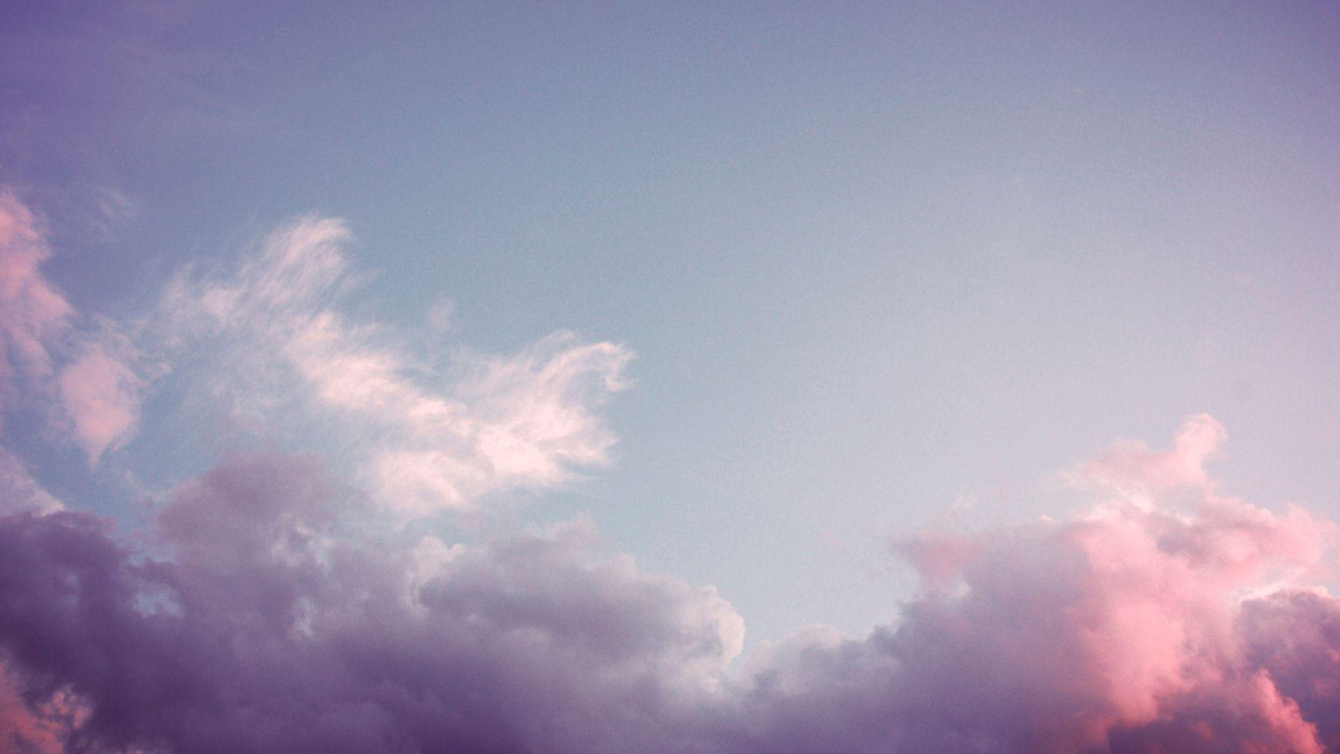 A plane flying over the clouds in front of sunset - Cloud, 1920x1080, calming, sky, pastel