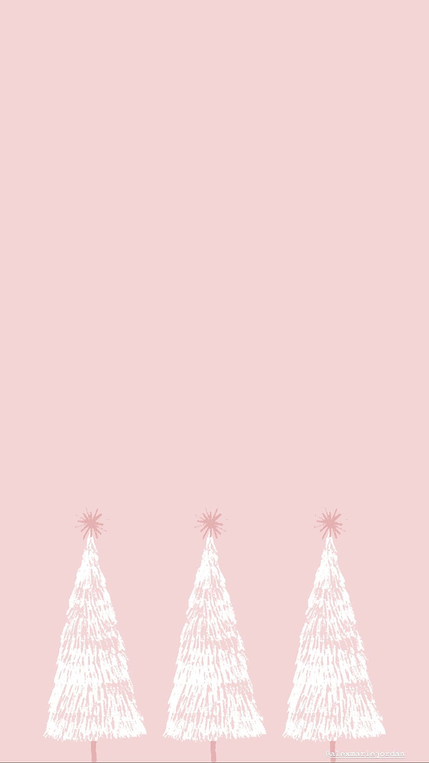 Three white Christmas trees on a pink background - Cute Christmas