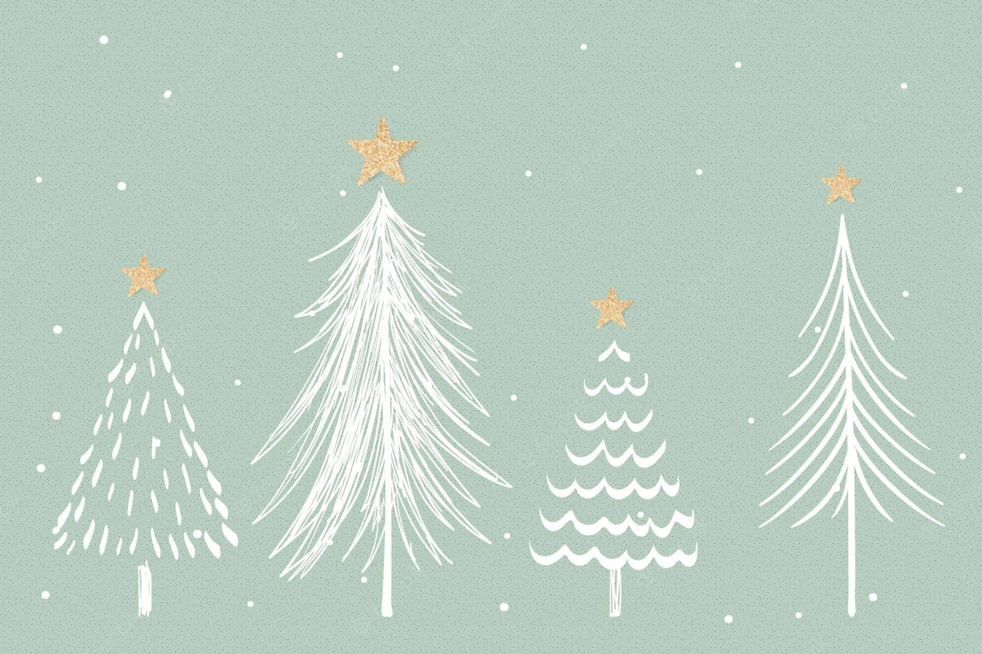 Download Christmas Trees Green And White Aesthetic Wallpaper