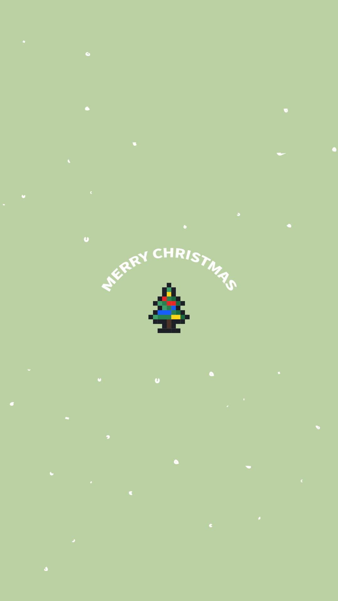 Pixel art Christmas tree on a green background - Cute Christmas