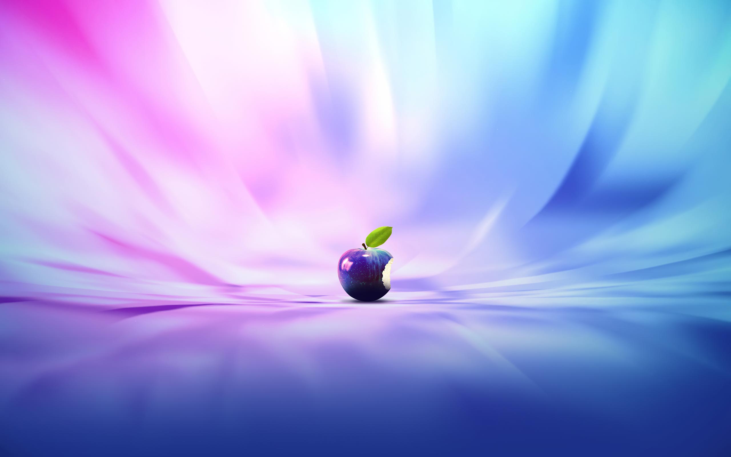A creative wallpaper of an apple with a blue and purple background - 2560x1600