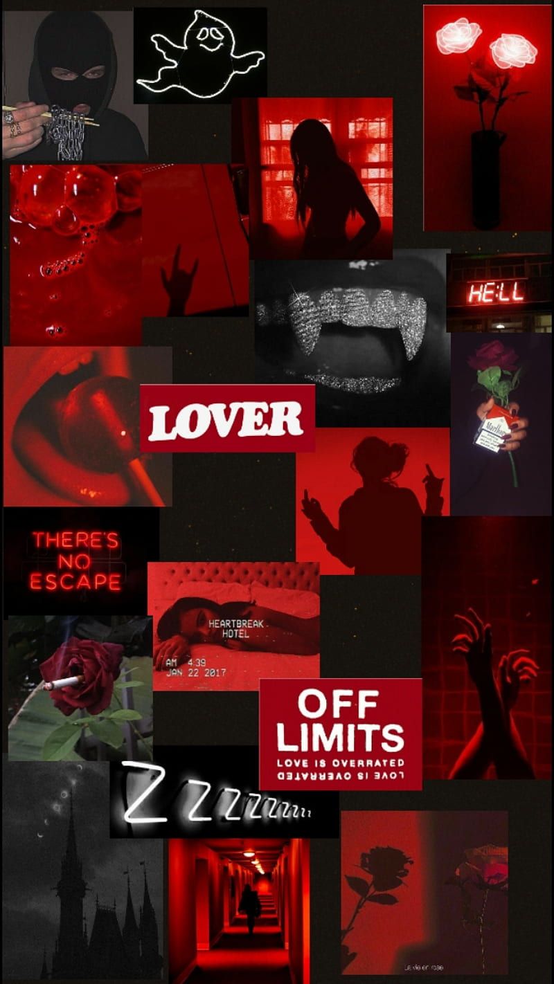 A collage of images with red and black - IPhone red
