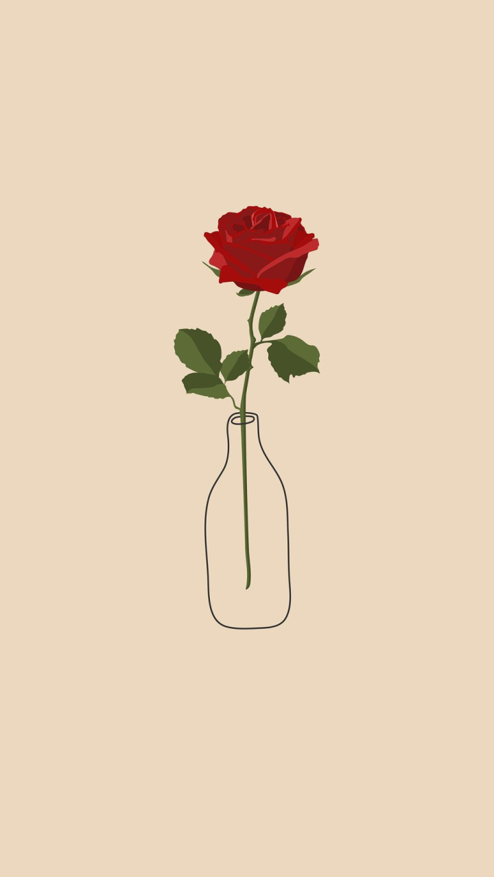 Aesthetic wallpaper of a red rose in a vase - IPhone red