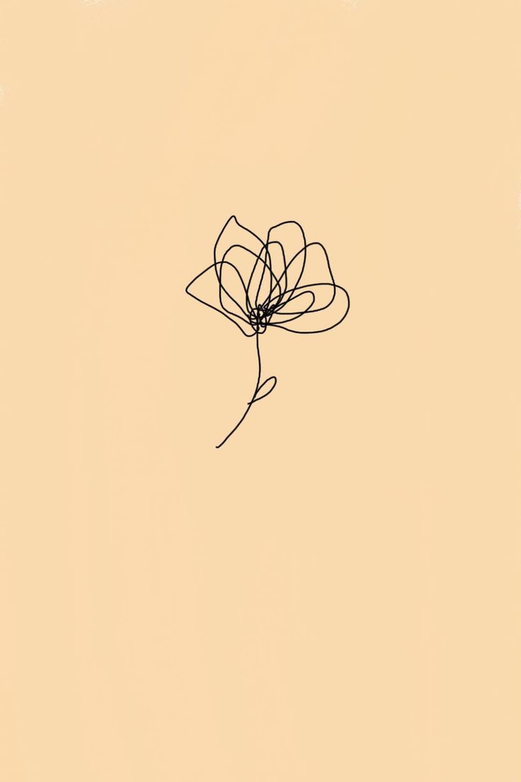 A drawing of the flower on an orange background - Pastel minimalist