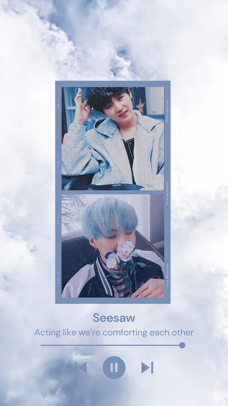 BTS yoongi blue, aesthetic, pastel, comforting, light, cute, HD phone wallpaper