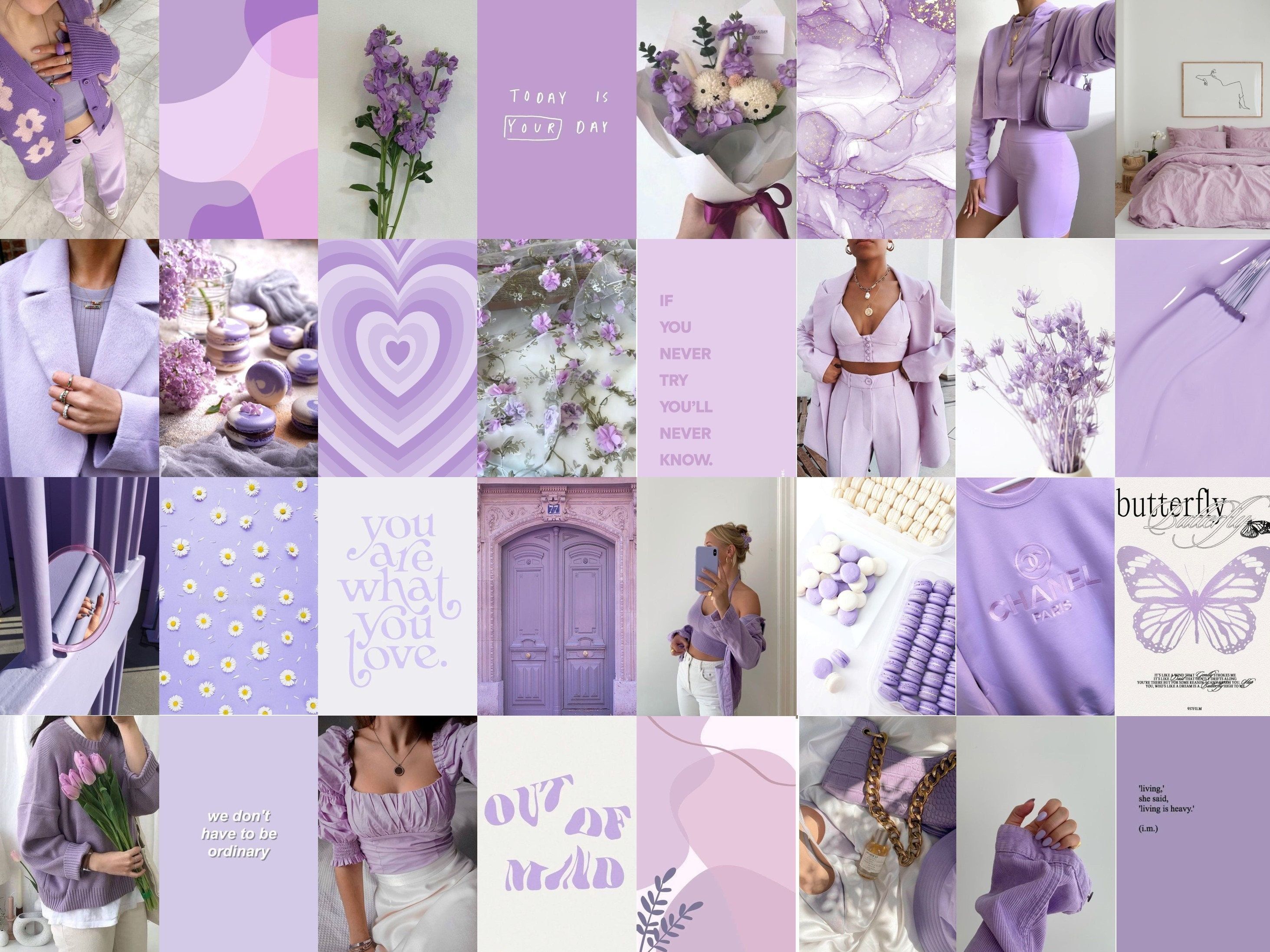 Photo Wall Collage Kit Lavender Light Purple Aesthetic 2