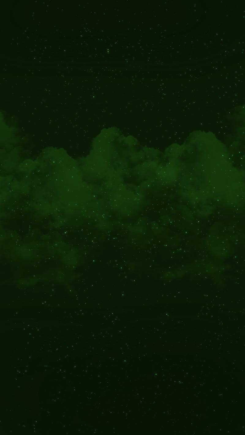A green sky with clouds and stars - Dark green