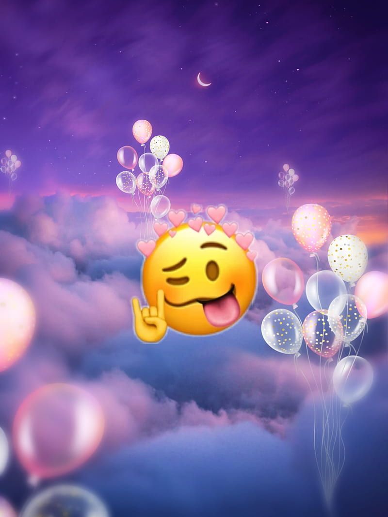 A happy face with balloons in the sky - Emoji, Smiley